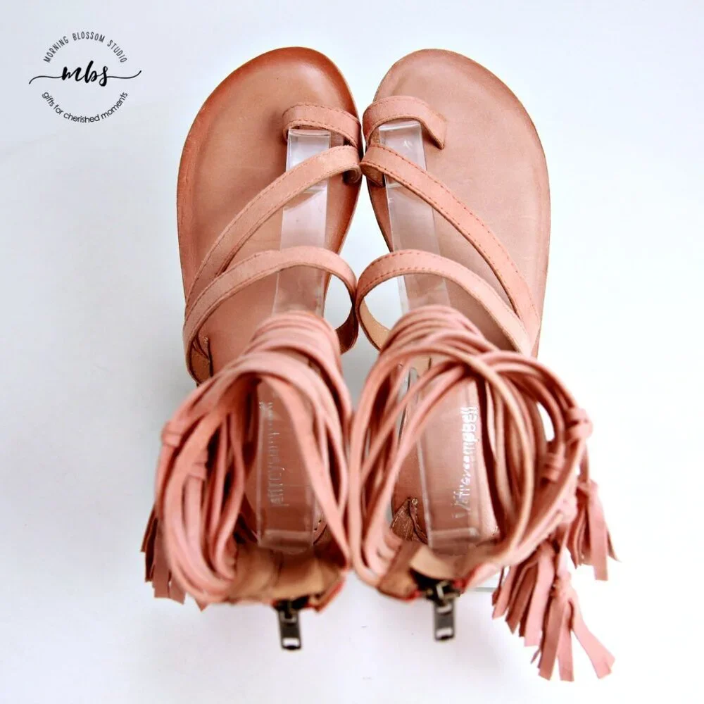 Jeffrey Campbell Glady Leather Tassel Zip Toe Loop Sandals Orange‎ Women Size 3